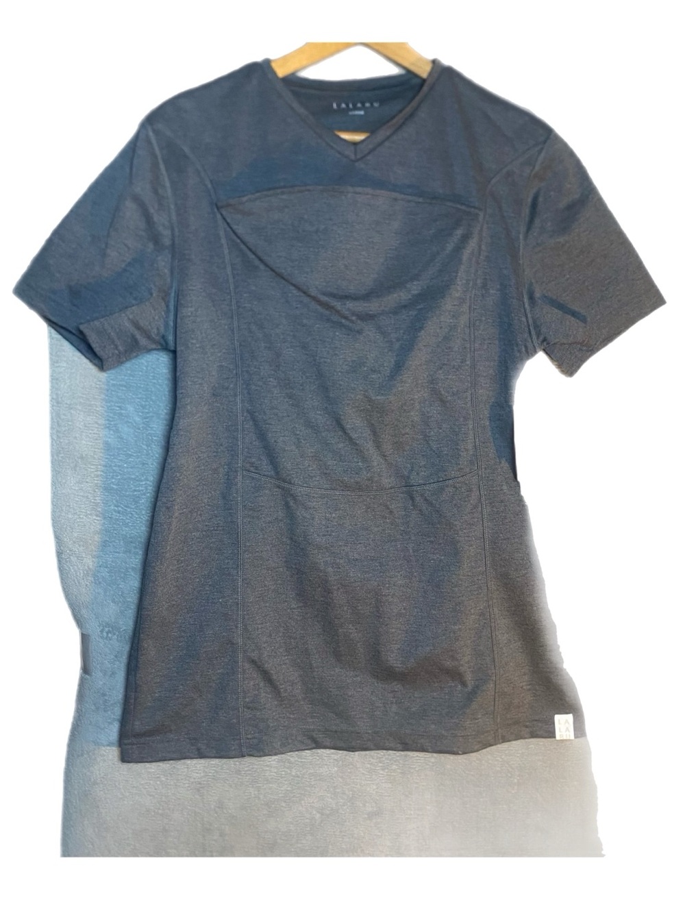 LALABU V-Neck Nursing Top in Charcoal Gray New Large